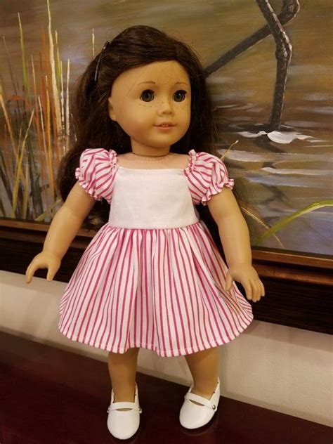 18 inch doll dress fits american girl pink and white striped etsy 18 inch doll dress american