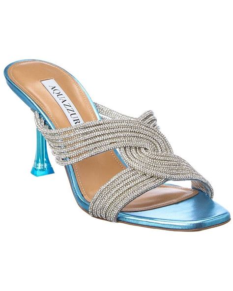 aquazzura gatsby 75 leather sandal in blue lyst