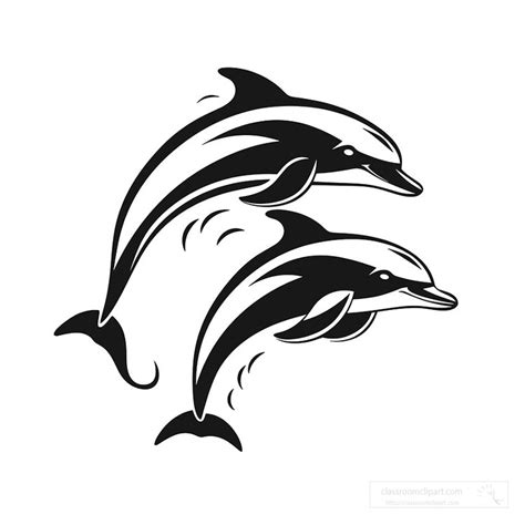 Animal Outline Clipart Two Dolphin Black Outline Clip Art