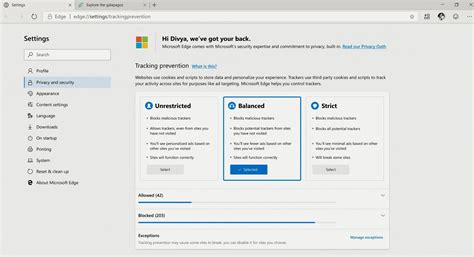 Microsoft Edge Privacy Settings