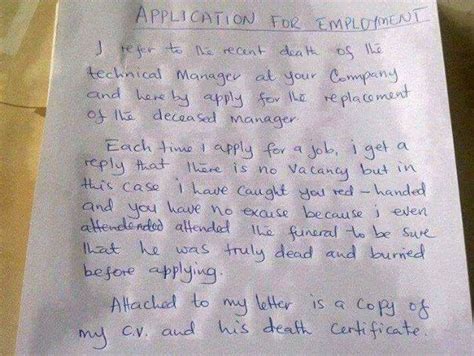 Now, you have the needed tips and guidelines to follow in writing a. Hilarious Job Application Letter (Screen Shot) - Jobs ...