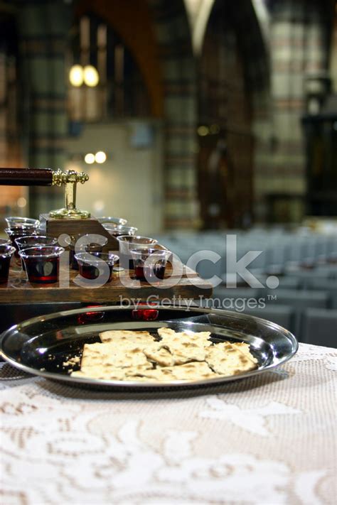 Communion Table With Bread And Wine Stock Photo Royalty Free Freeimages
