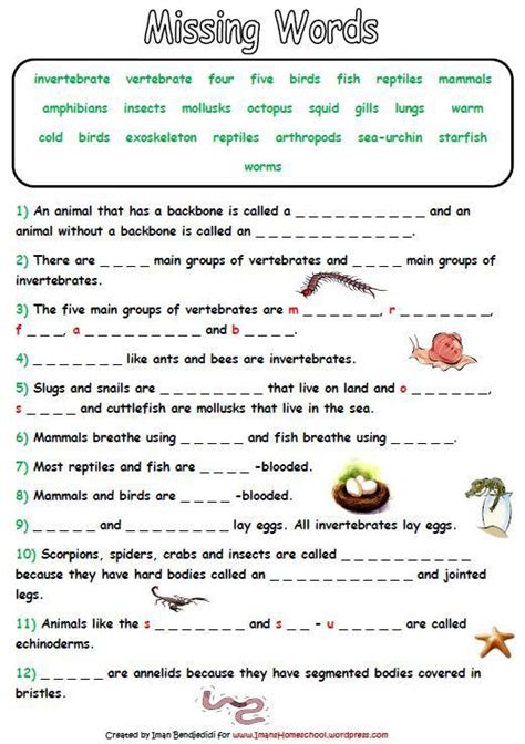 Animal Classification Activity Worksheets | Animal classification