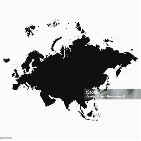 Ilustración De Mapa De Eurasia Forma Monocroma Negra Vector Y Más