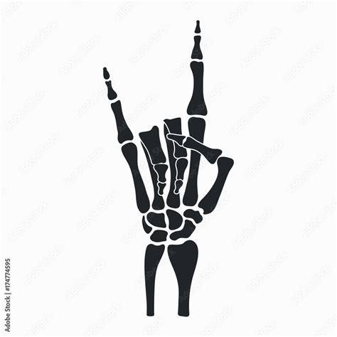 Rock Skeleton Hand Heavy Metal Sign Horns Rock N Roll Gesture From