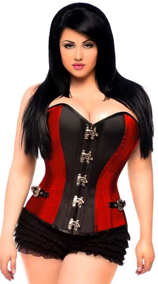 Plus Size Red Buckle Steel Boned Corset Plus Size Red And Black Corset