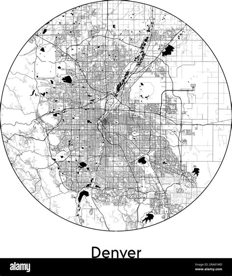 City Map Denver United States North America Vector Illustration Black