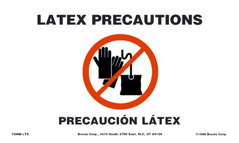Latex Precautions Bilingual Sign Brevis