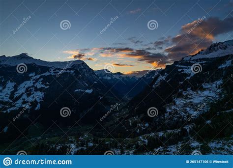 Landscape Shot Of A Sunset Going Behind The Mountains From The