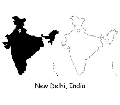 New Delhi India Map Capital City Country Location Pin Black Etsy