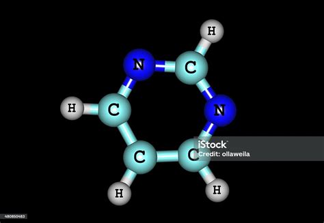 Pyrimidine Molecule Illustration Isolated On Black Stock Photo