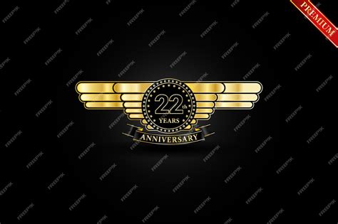 Premium Vector 22th Years Golden Anniversary Gold Logo On Black
