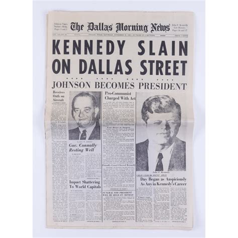 Original 1963 The Dallas Morning News Newspaper Kennedy Slain On