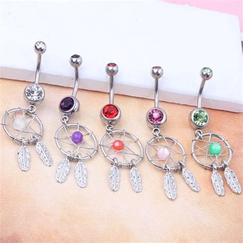 dream catcher dangle hot belly ring navel bar fashion body piercing jewelry surgical steel