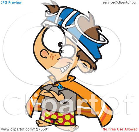 Affordable and search from millions of royalty free images, photos and vectors. Cartoon Clipart of a Caucasian Boy Pretending to Be a Super Hero, with Underwear on His Head ...