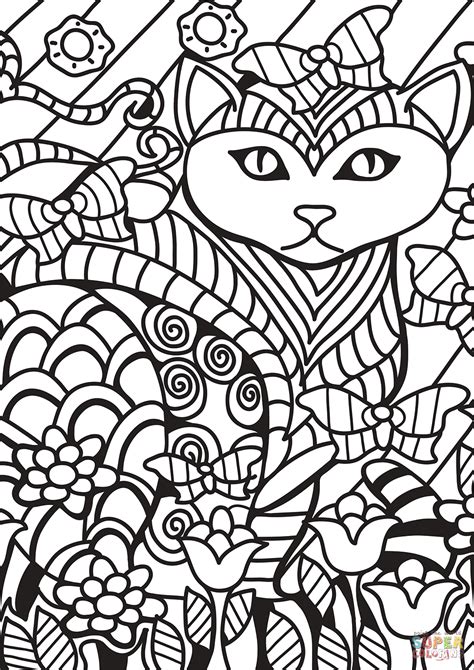 Zendoodle Cat Coloring Page Free Printable Coloring Pages