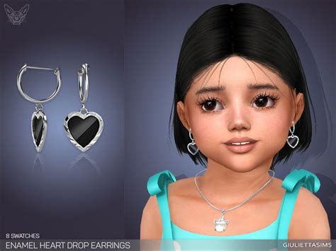 The Sims Resource Enamel Heart Drop Earrings For Toddlers Heart