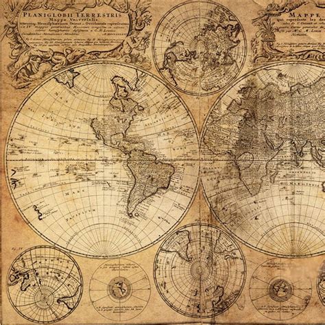 Vintage World Map Canvas Print Alte Weltkarten Karten Leinwand