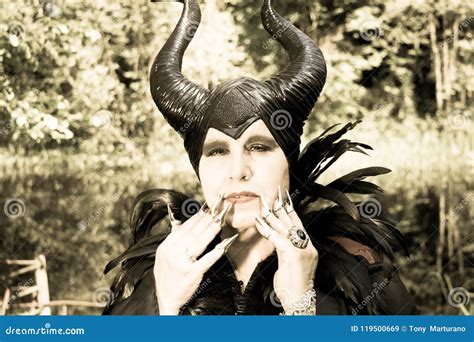 Evil Fairy Tale Maleficent Malevolent Queen With Horns And Crow