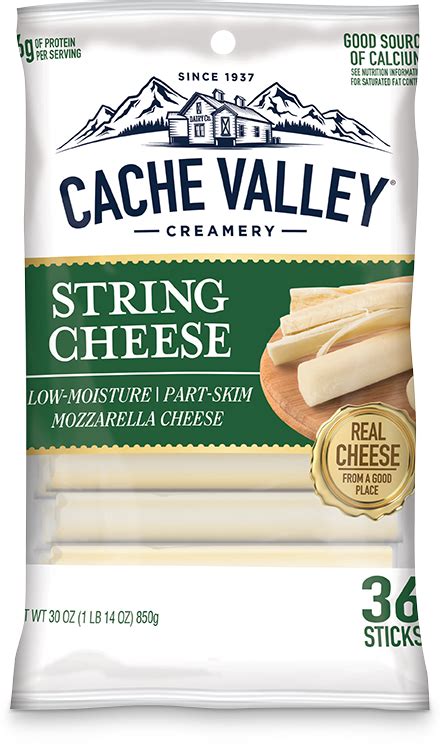 String cheese is made with cheese that is melted, then pulled and stretched many times, creating the stringy bits that are peeled off the side. Mozzarella String Cheese | Cache Valley Creamery
