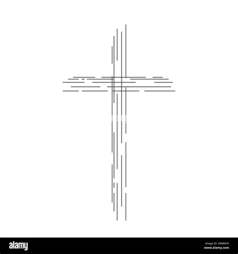 Abstract Christian Cross Icon Isolated Crucifix Symbol Linear