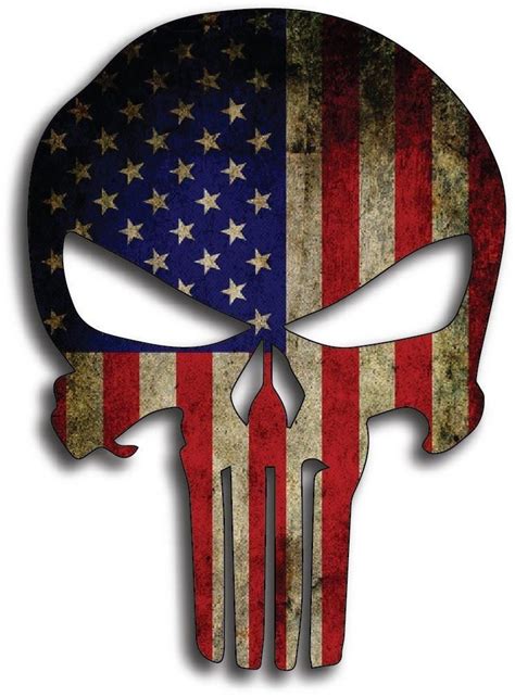 5 X 7 Punisher Skull American Flag Decals Adesivos Para Carros