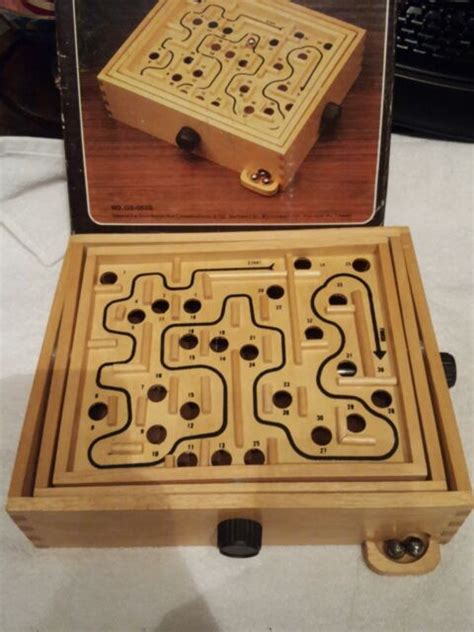 Vintage Labyrinth Wooden Puzzle Maze Game Wood Tilt Skill Cardinal