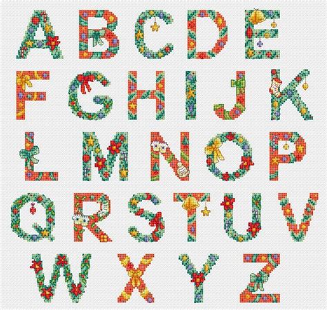 colourful christmas alphabet downloadable cross stitch pattern cross stitch patterns