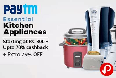 These target kitchen come in varied designs, sure to complement your style. Get Upto 70% Off + Extra 25% Off on Kitchen Appliances - Paytm