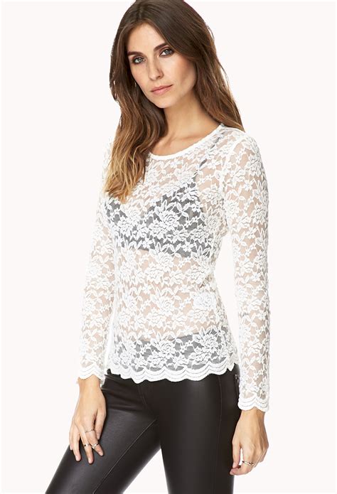 Forever 21 Darling Floral Lace Top In White Ivory Lyst