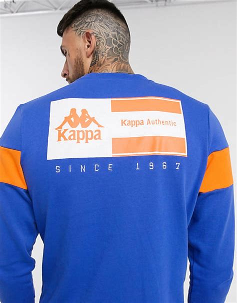 Kappa Authentic La Cemars Back Print Sweatshirt In Blue Asos