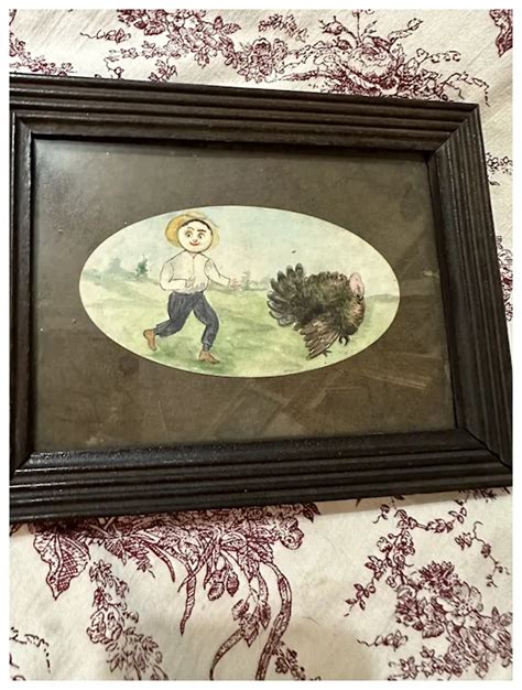 Antique Victorian Folk Art Framed Watercolor Ruby Lane