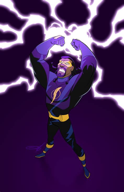 A Man In A Purple And Black Costume With His Arms Up Posing For The Camera