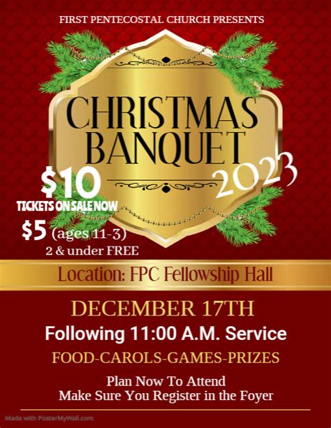 Red And Yellow Christmas Banquet Invitation Flyer Postermywall