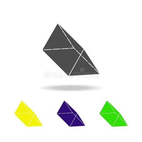 Triangular Prism Icon In Neon Style Geometric Figure Element For