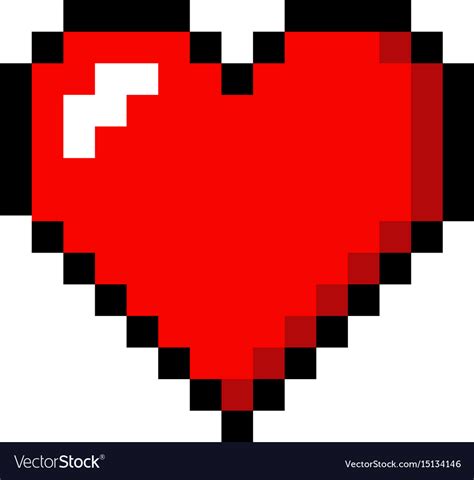 Pixel Art Heart Love Color Icon Valentine Vector Image