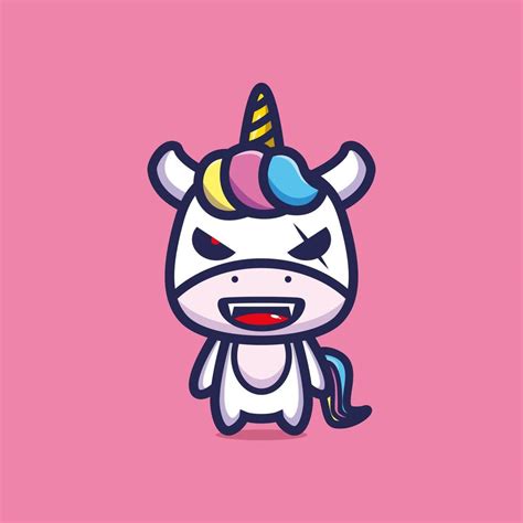 Evil Unicorn Mascot Cartoon Character Design Premium Vector 8668565