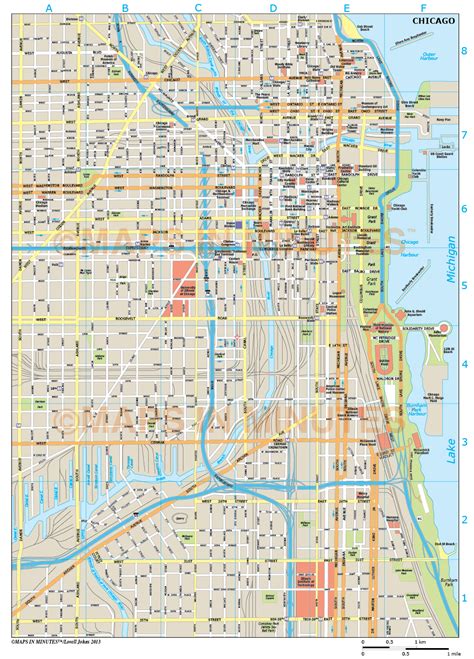 Downtown Chicago Street Map Printable