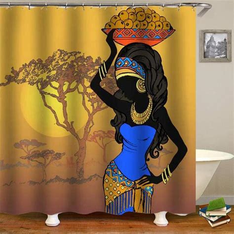 Afro Black Girl Shower Curtain African American Women Shower Curtain