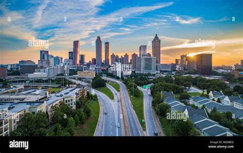 Atlanta Georgia Ga Downtown Skyline Aerial Panorama Stock Photo Alamy