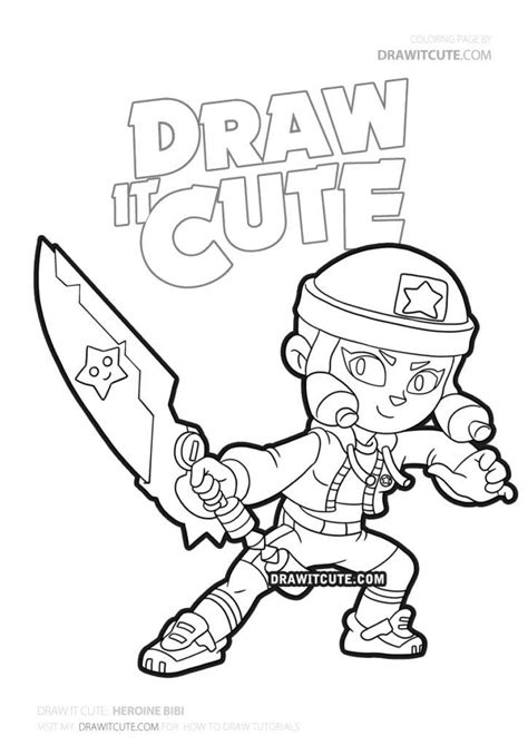 Find derivations skins created based on this one. Heroine Bibi | Brawl Stars coloring page - Draw it cute #brawlstars #coloringpages #brawler # ...