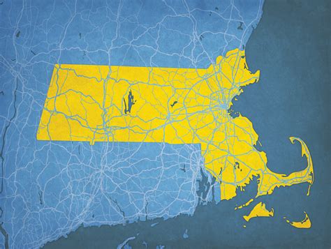 Massachusetts Map Art - City Prints