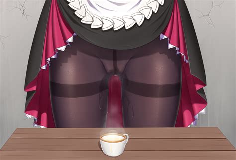 Rule 34 Ass Visible Through Thighs Black Legwear Cracked Wall Cup Dress Drink Female Genshin