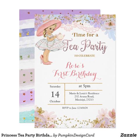 Princess Tea Party Birthday Invitation Princess Tea