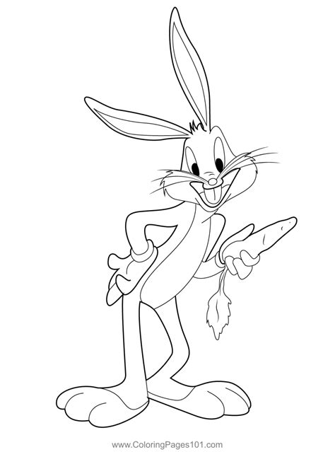 Bugs Bunny With Carrot Coloring Page For Kids Free Bugs Bunny