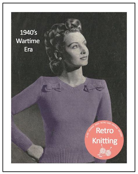 1940s Wartime Sweater With Bows Pdf Knitting Pattern Etsy In 2021