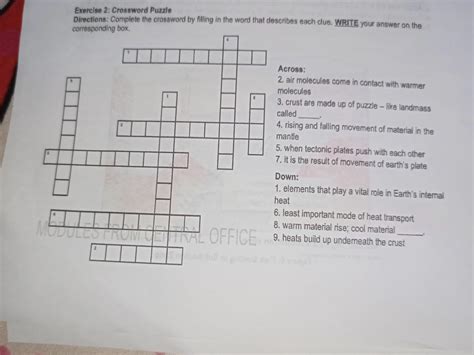 exercise to crossword puzzle direction complete the crossword by