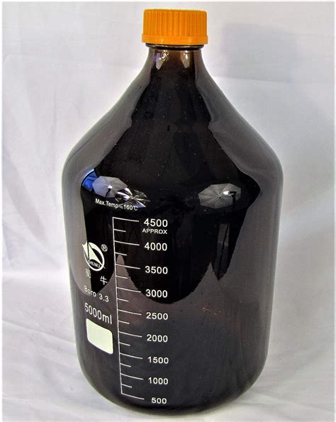 Lab Borosilicate Glass Media Bottle 5000 Ml 5l Autoclavable Clear Or