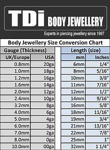 Body Piercing Jewellery Sizing Guide Tdi Body Jewellery Blog