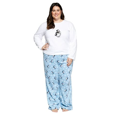 Xehar Xehar Womens Plus Size Sleepwear Fleece Penguins Pajamas Pjs